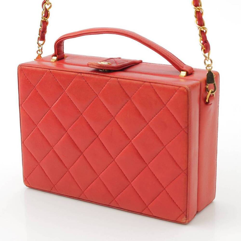 Chanel Coco Mark Lambskin Shoulder Chain Red Bag